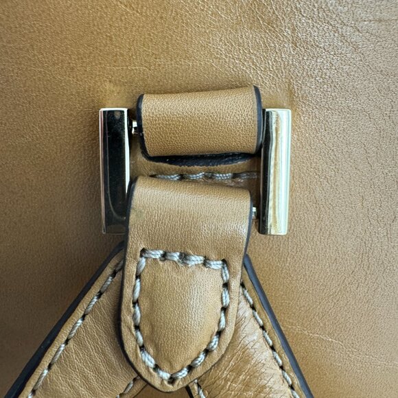 Michael Kors  English Tan Suede & Leather  Backpack with Gold Tone Accents - Picture 3 of 15